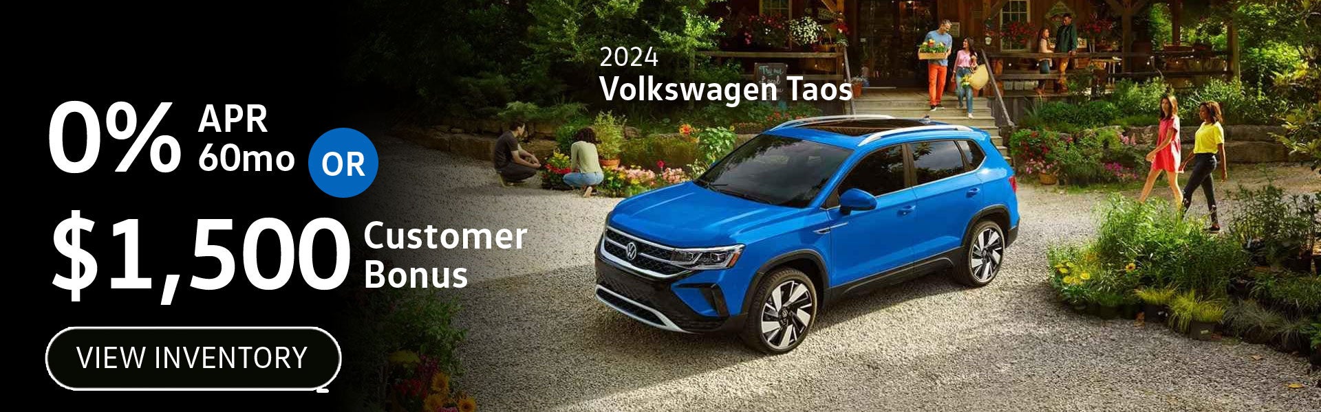 0% APR or $1,500 Bonus on 2024 VW Taos